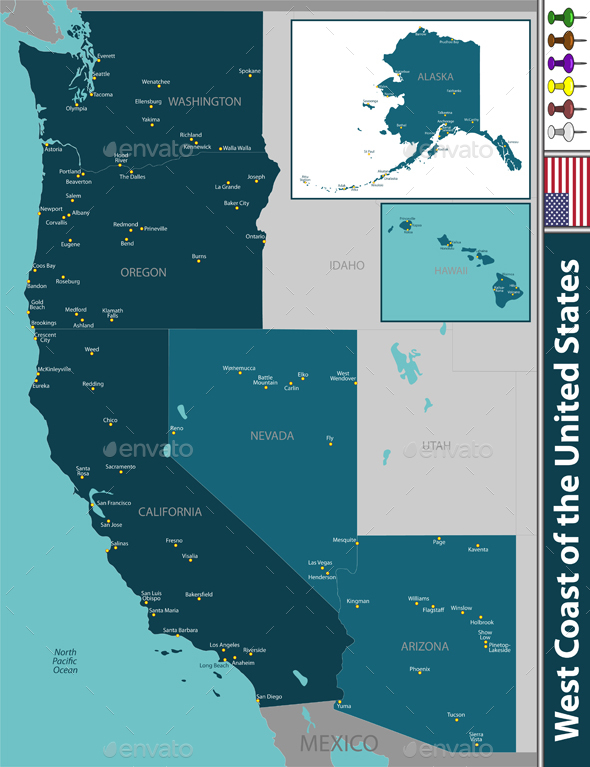 West Coast of the United States by sateda2012 | GraphicRiver